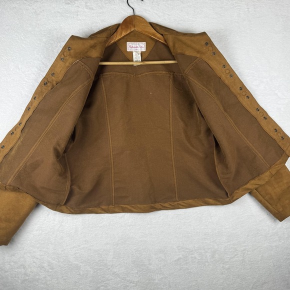 Panhandle Slim Jacket Womens Large Brown Faux Suede Snap Front Western Made USA - Picture 3 of 4